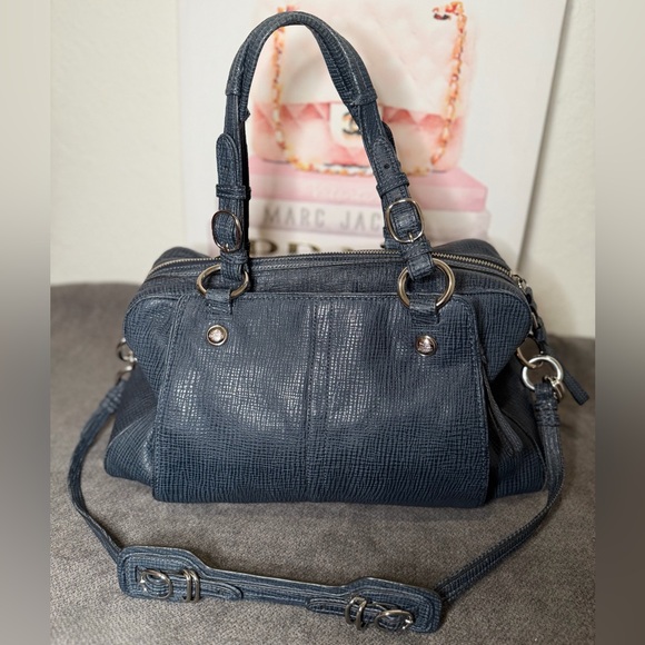 Coach Mia Textured Navy Leather Harper Satchel No. E1069-15744 - Picture 3 of 13